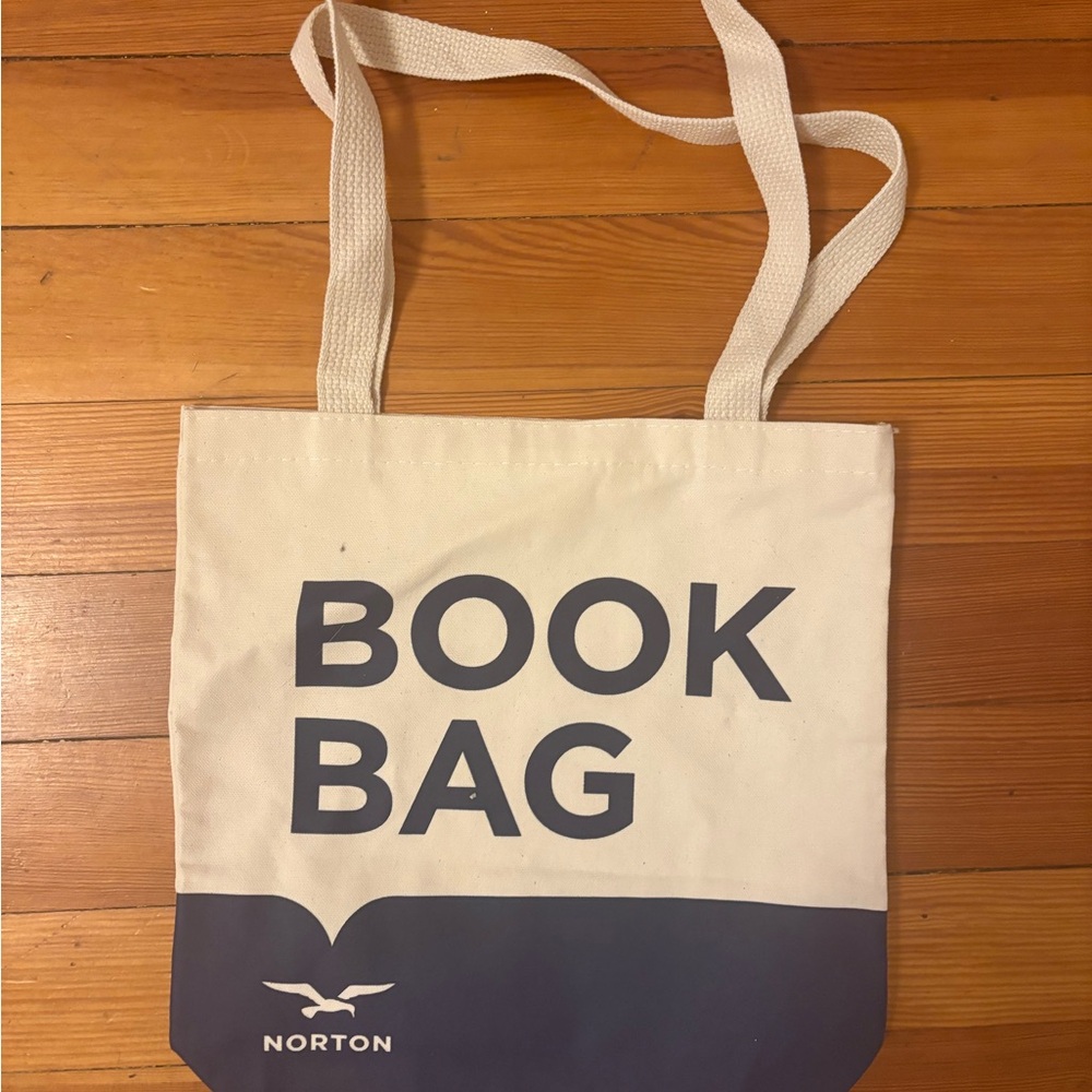 Cream and Blue Book Bag